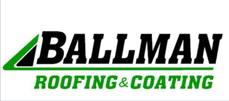 Ballman Roofing & Coating logo with black and green text on a white background